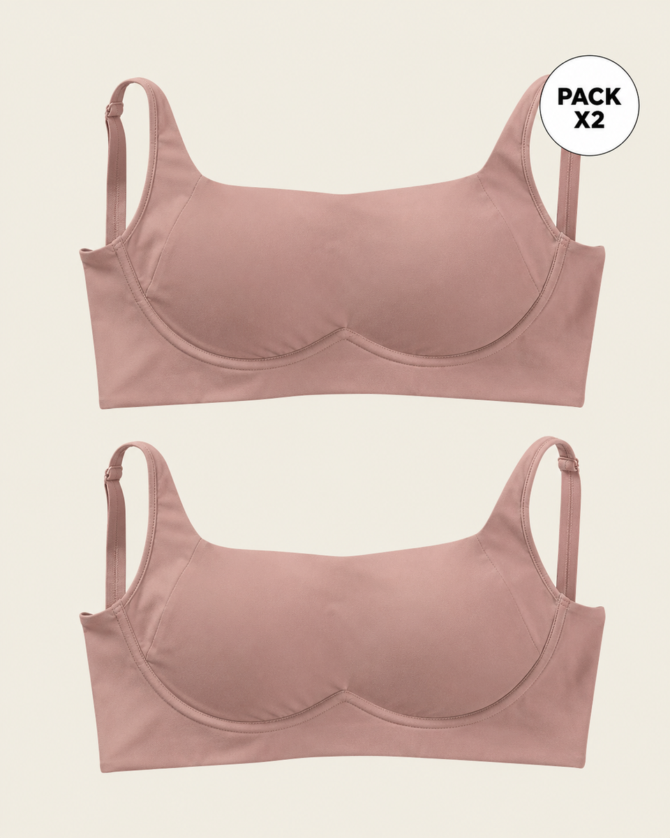 Paquete x2 brasieres sin arco ultracómodo de alto soporte y cubrimiento everyday bra
