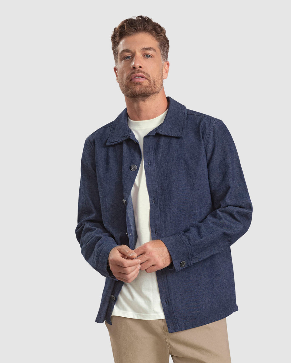 Chaqueta en denim con botones contramarcados