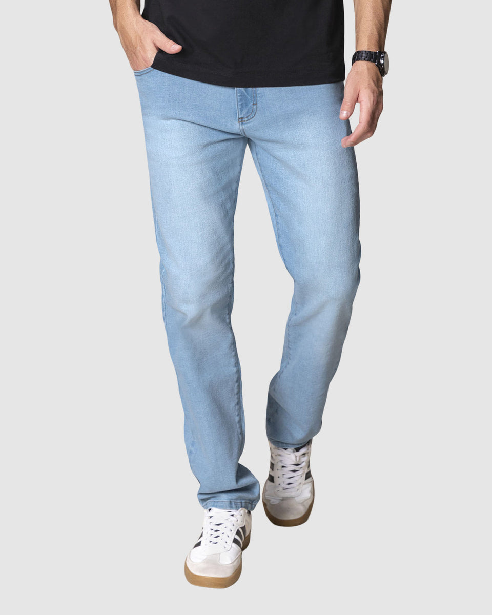 Jean ruedo recto básico para hombre