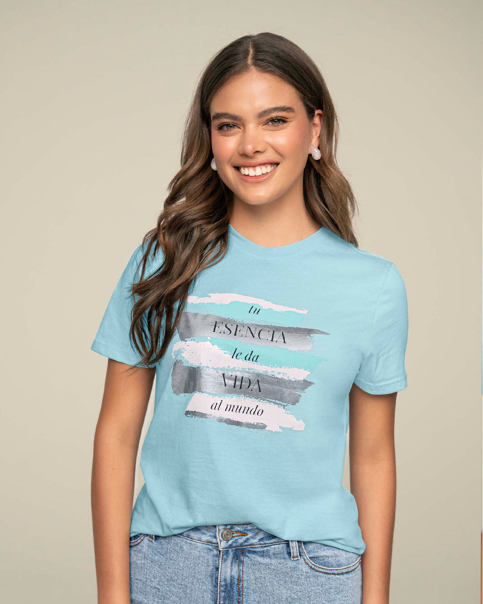Blusa manga corta con mensaje en el frente