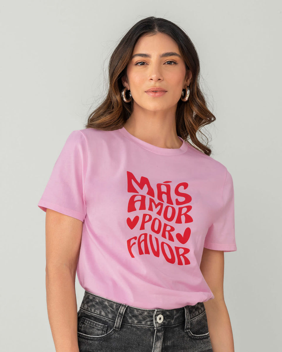 Blusa manga corta con mensaje en el frente