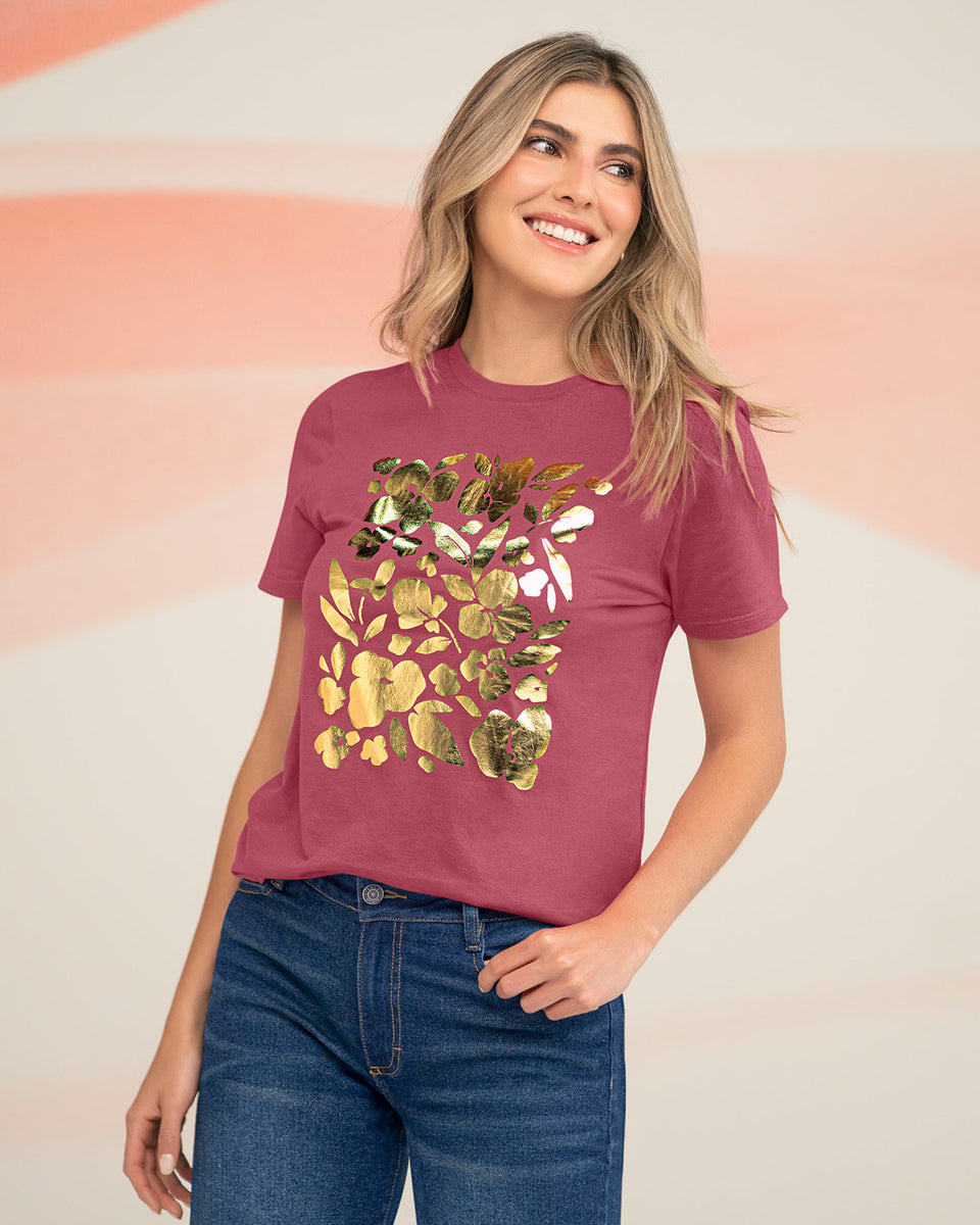 Blusa manga corta con mensaje en el frente
