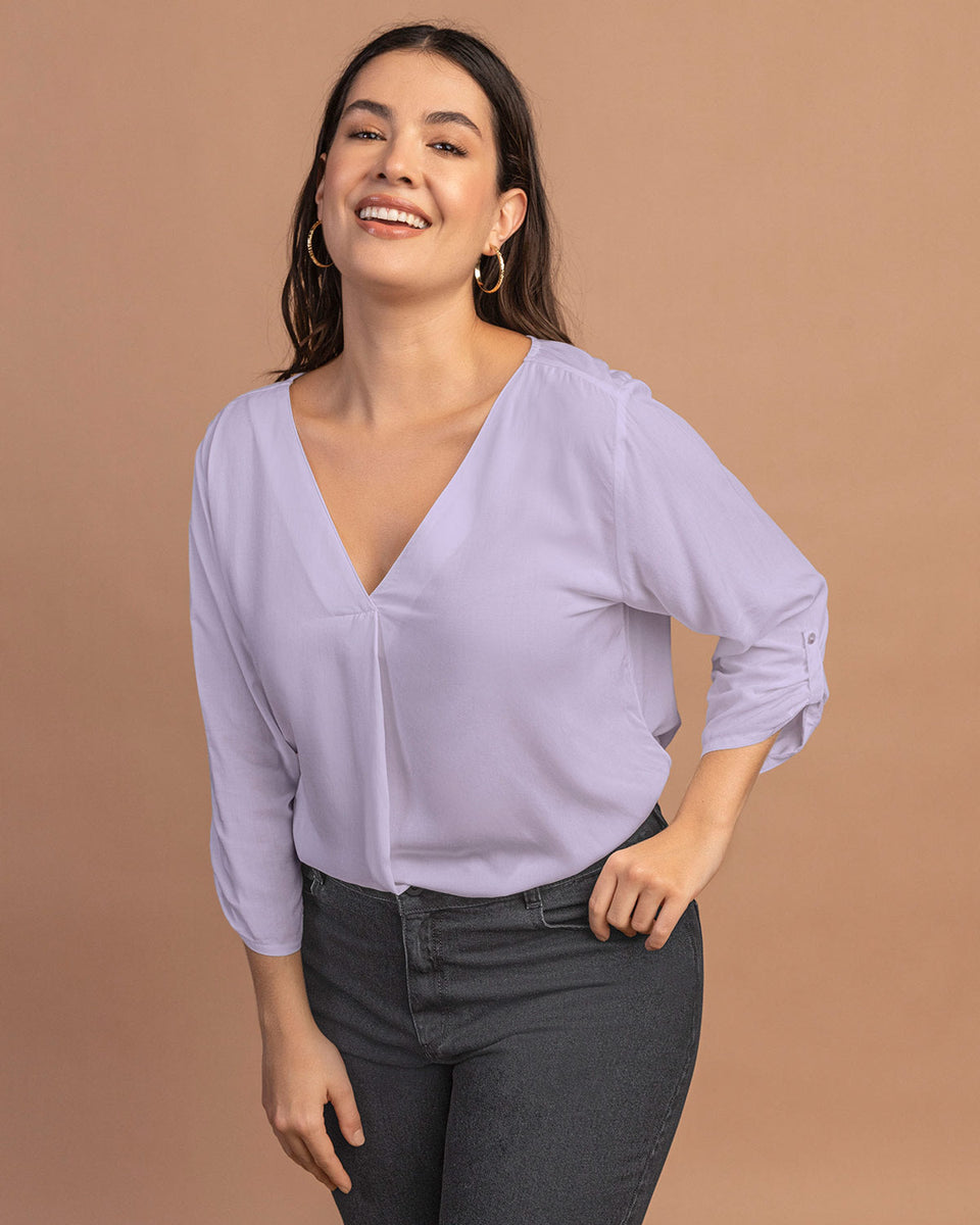 Blusa manga 3/4 con charretera en puños