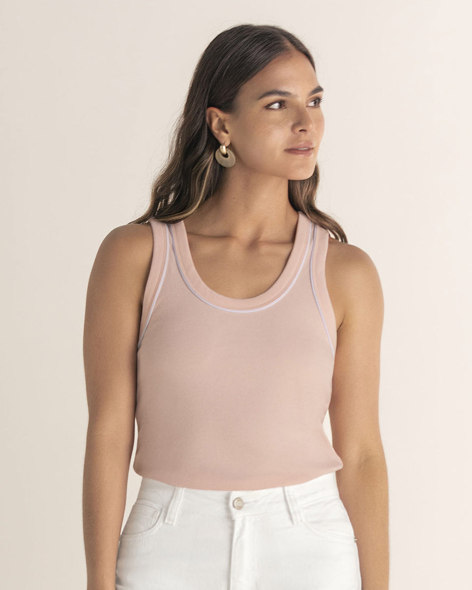 Blusa sin mangas con detalle en contraste