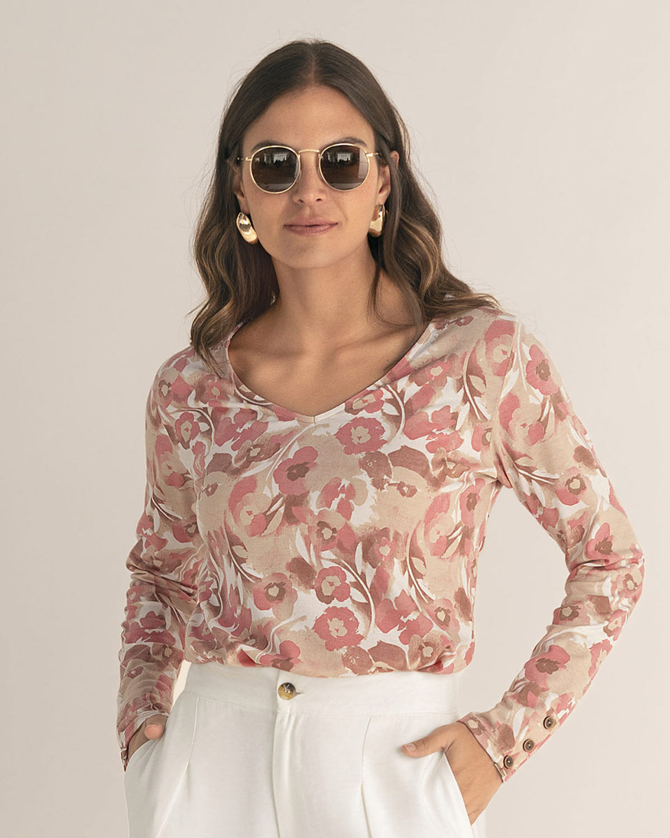 Blusa manga larga con botones en puños