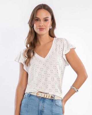 Blusa con boleros en manga elaborada en tela tipo ojalillo#color_000-blanco