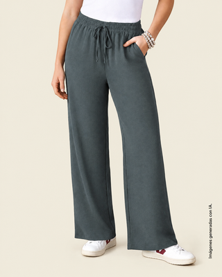 Pantalón de silueta amplia en tela craquelada#color_c13-gris-osc