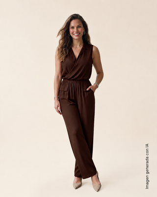 Enterizo largo amplio con escote cruzado#color_c24-cafe