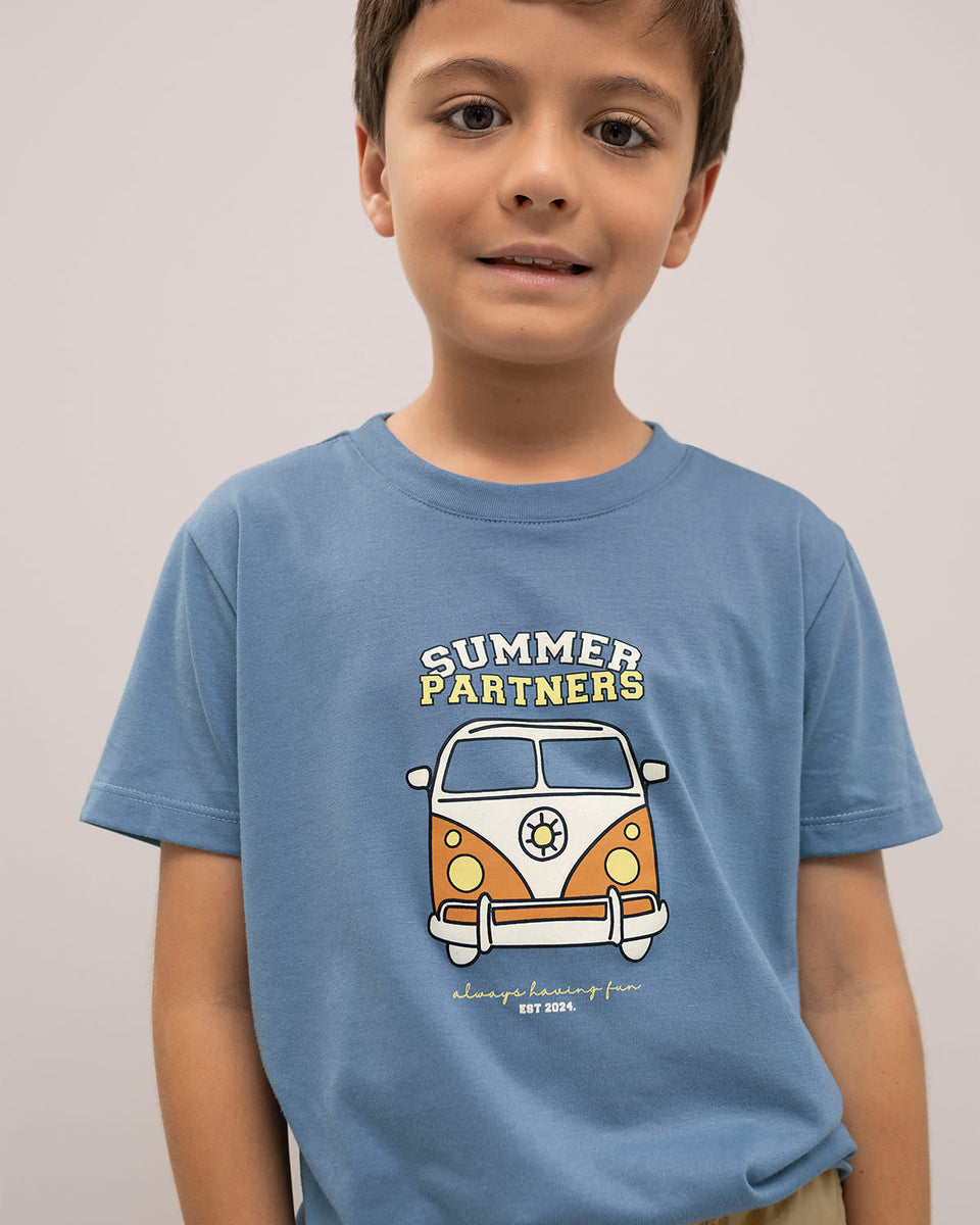 Camiseta manga corta cuello redondo con estampado frontal