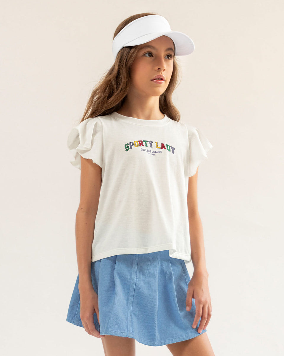 Camiseta para niña con mangas con boleros