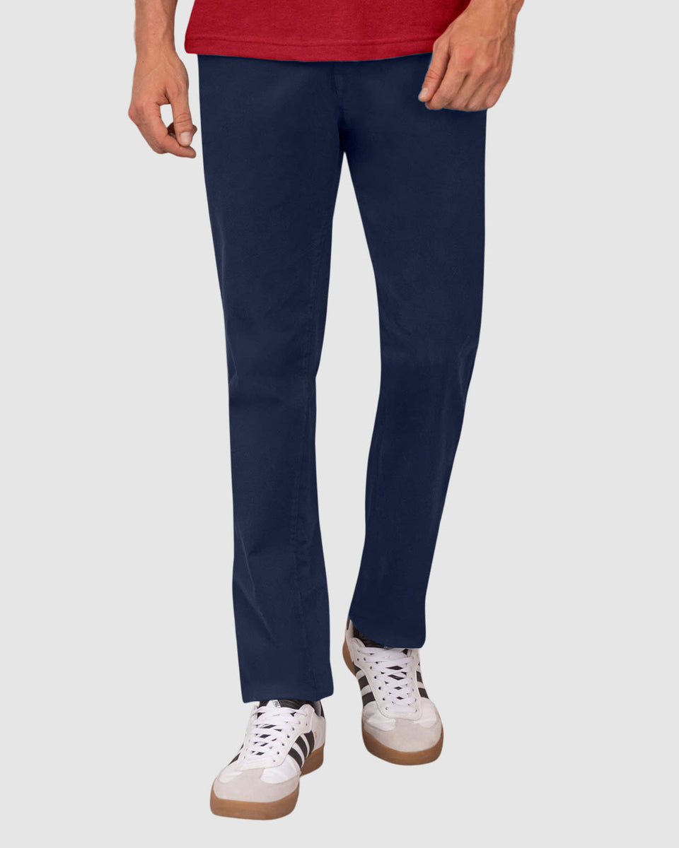 Pantalón ruedo recto en drill de tacto suave stretch