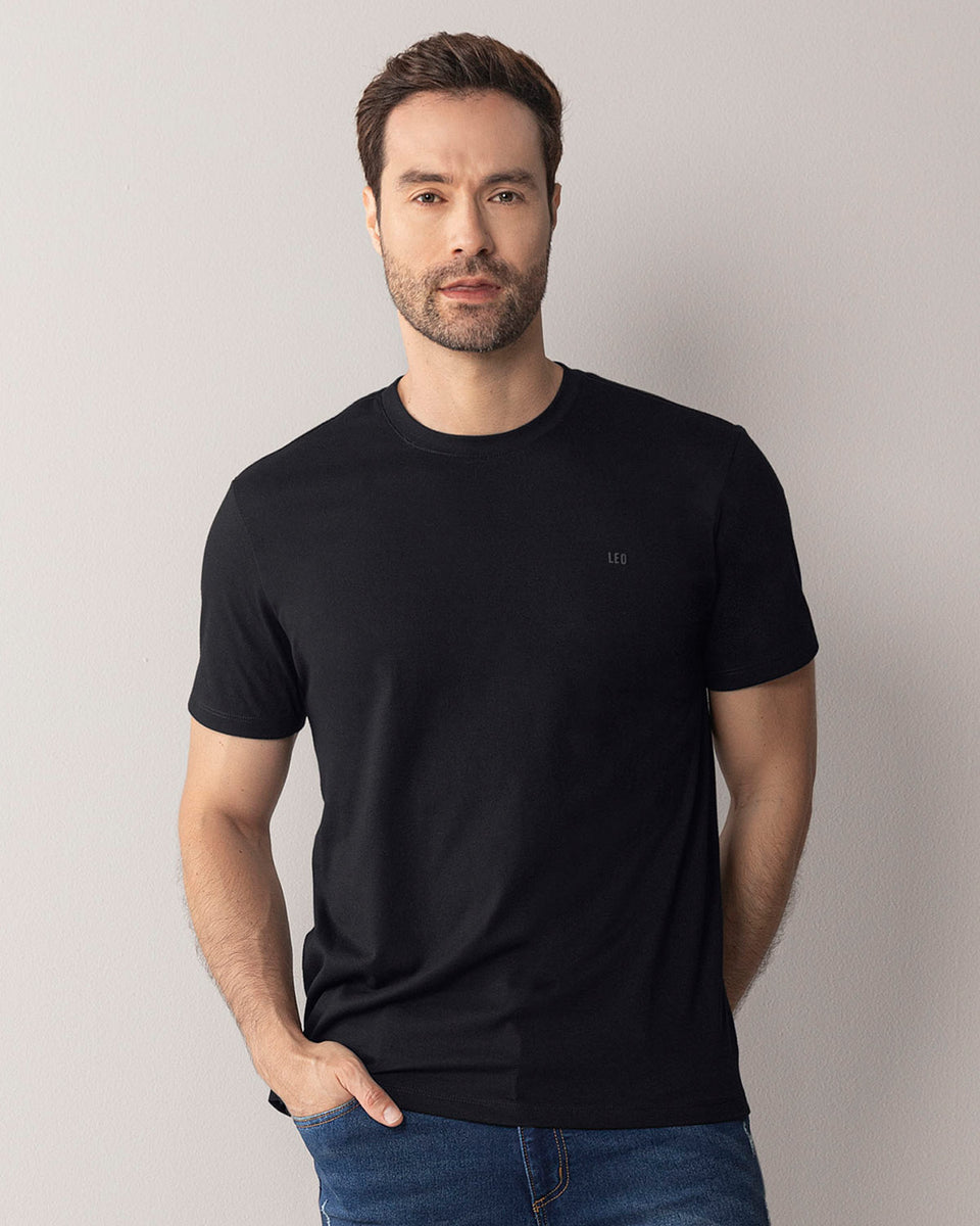 Camiseta manga corta con logo bordado en frente