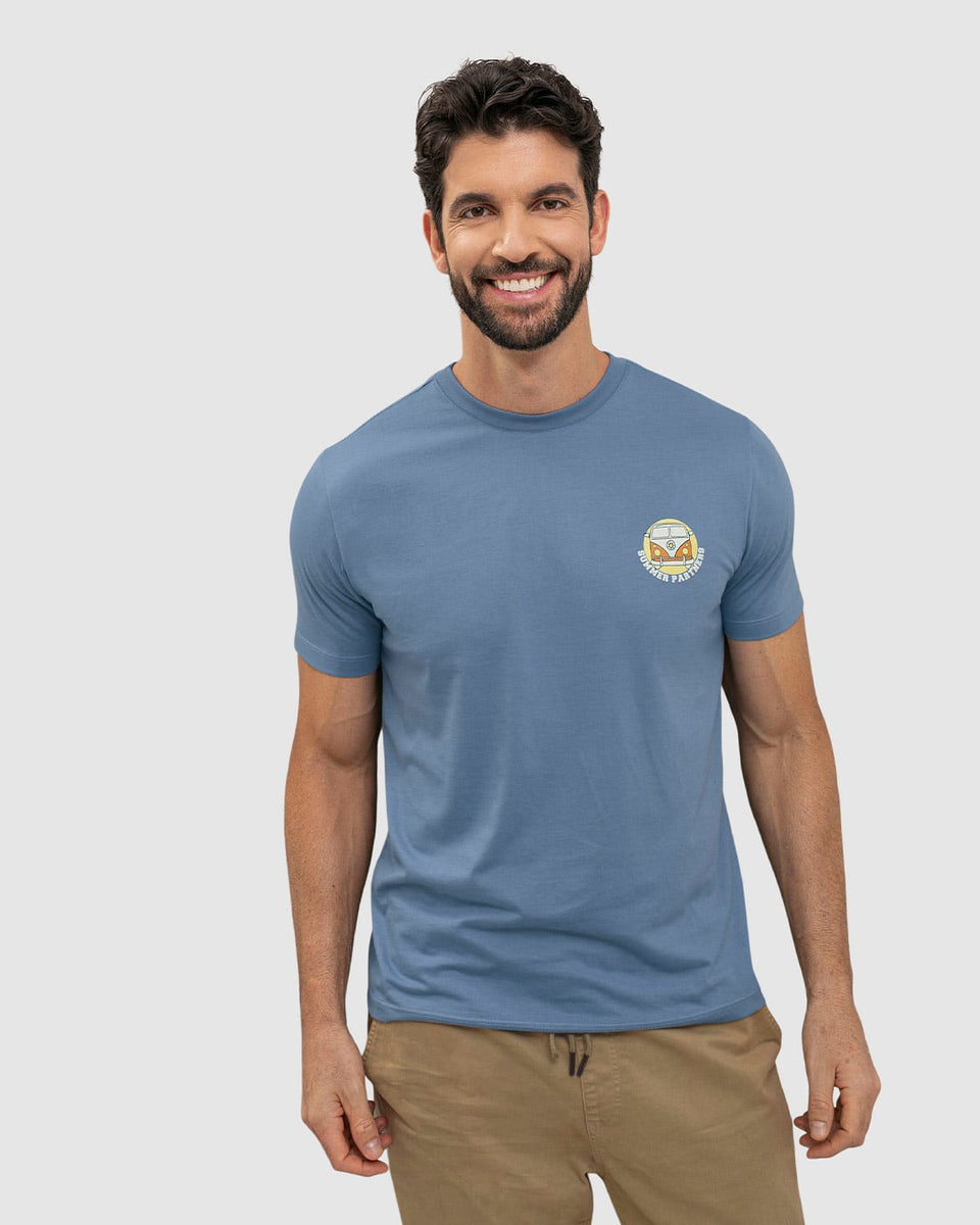 Camiseta manga corta con estampado localizado y cuello redondo