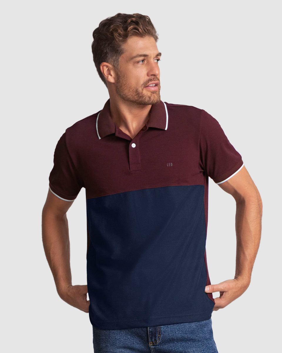 Camiseta tipo polo bloque de color