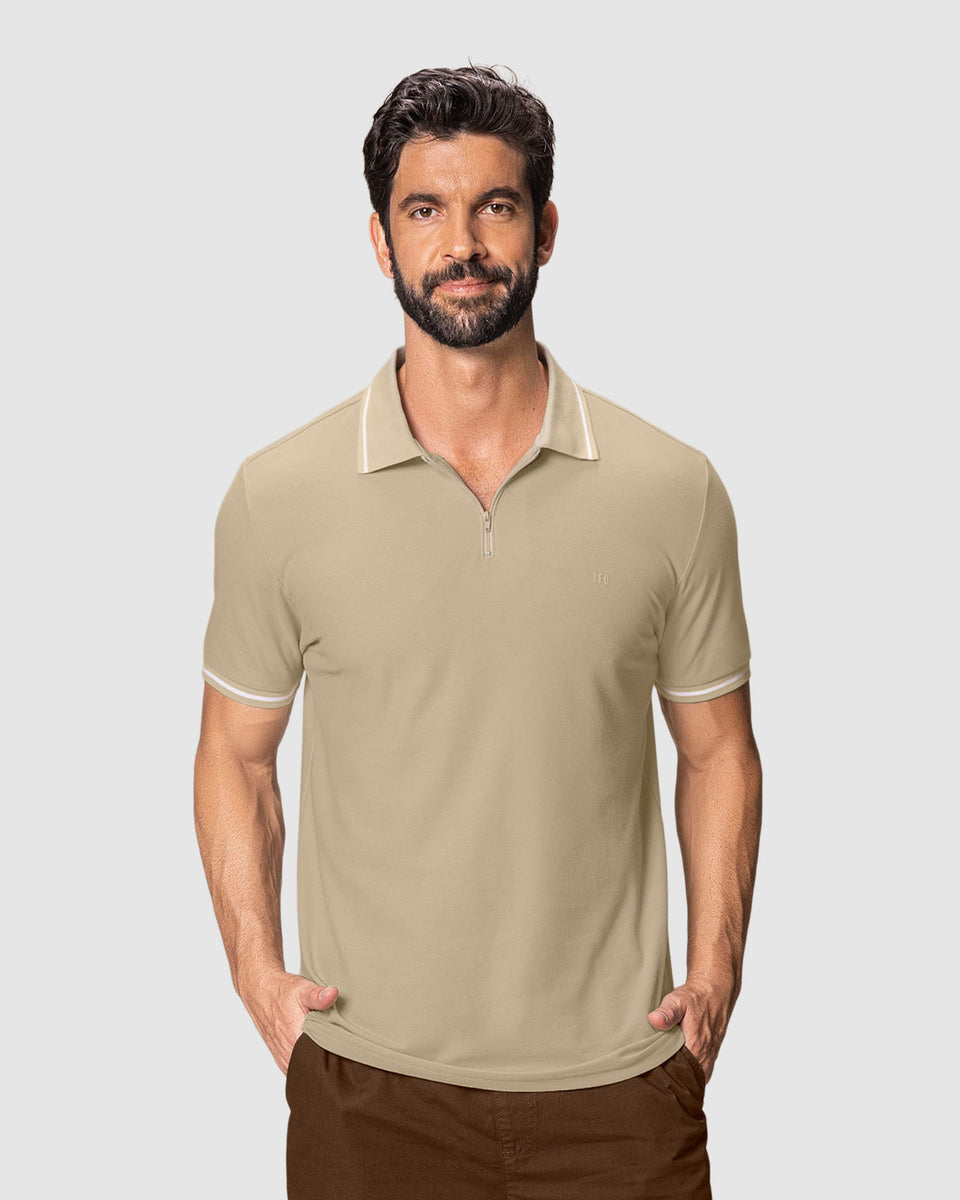 Camiseta tipo polo con cierre funcional