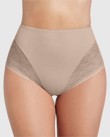 Bloomer faja clásico invisible con transparencias en glúteos y laterales#color_802-cafe-claro