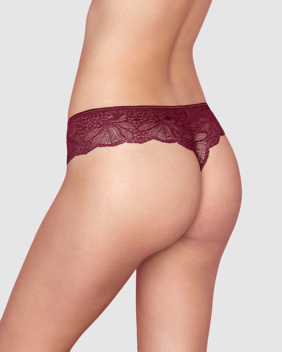 Bloomer estilo tanga hilo con laterales y encaje