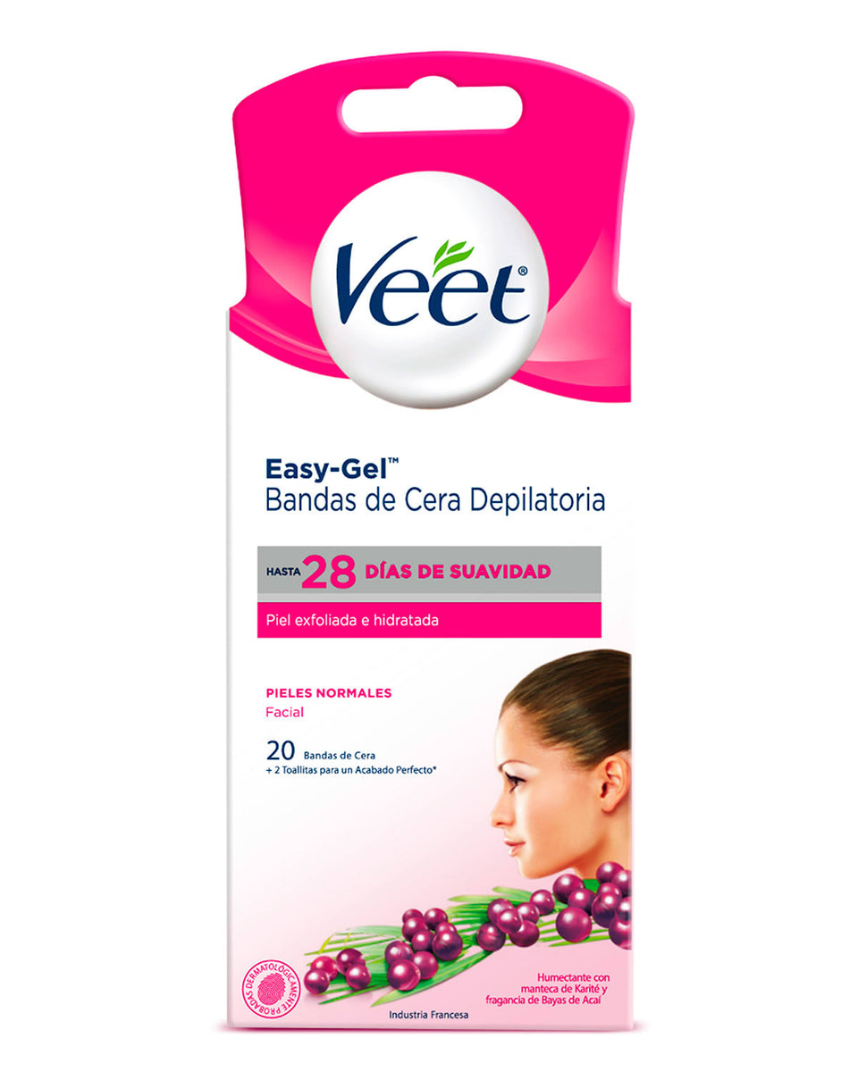 Veet facial bandas de cera depilatoria pieles normales