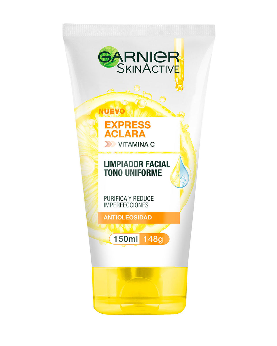 Garnier skin active express aclara limpiador facial tono uniforme