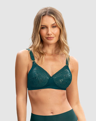Brasier clásico sin arco con copas en encaje#color_661-verde-oscuro
