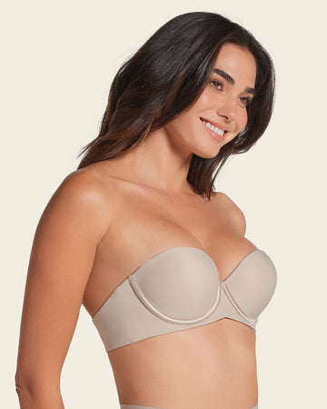 Brasier strapless de doble realce que aumenta dos tallas de copa#color_802-cafe-claro
