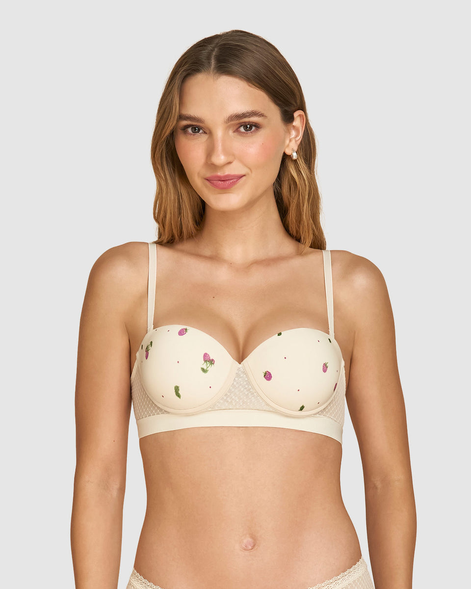 Brasier balconet con realce medio y espalda en tul