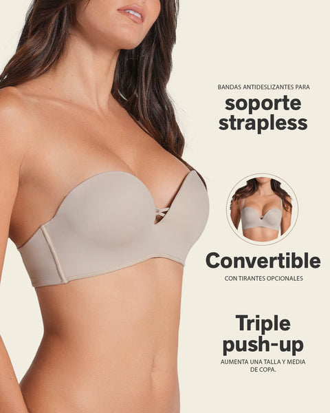 Brasier WOW de triple realce ideal como strapless#color_802-cafe-claro