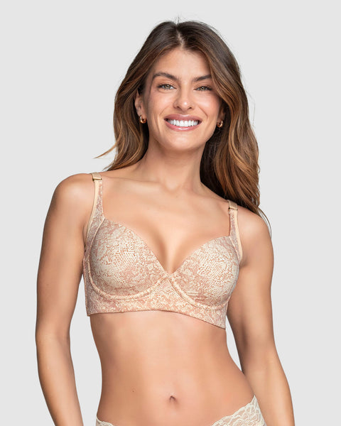 Brasier de realce suave y cubrimiento alto en sisa y espalda Cover Bra#color_b96-estampado-piton