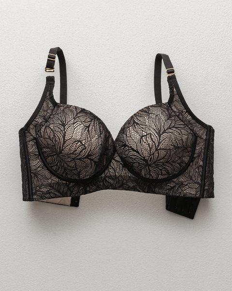 Brasier de realce suave y cubrimiento alto en sisa y espalda Cover Bra en encaje#color_700-negro