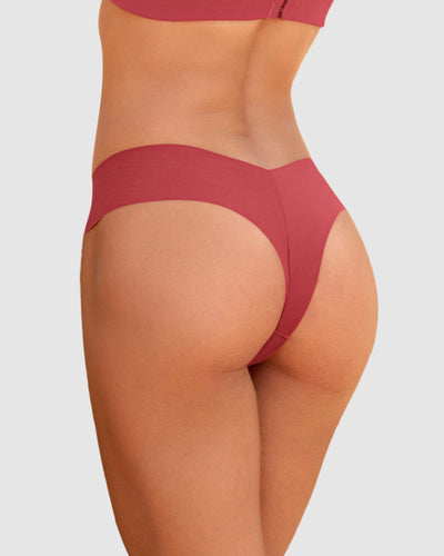 Bloomer hilo invisible ultraplano sin elásticos y de pocas costuras#color_391-rojo-coral