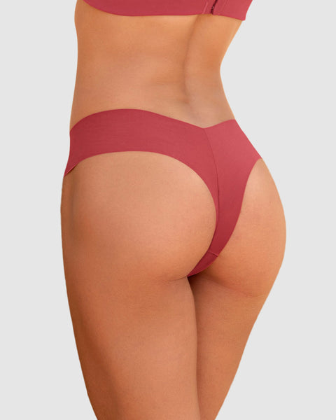Bloomer hilo invisible ultraplano sin elásticos y de pocas costuras#color_391-rojo-coral
