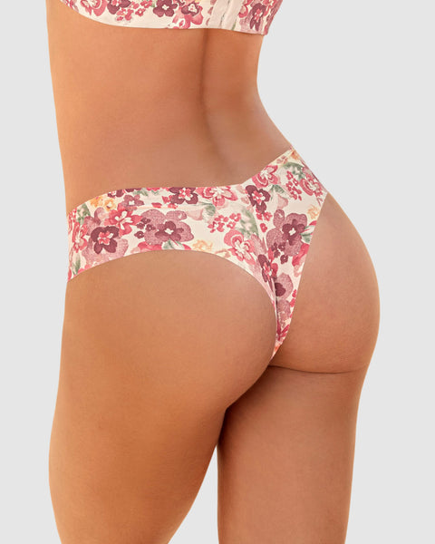 Bloomer hilo invisible ultraplano sin elásticos y de pocas costuras#color_b91-estampado-flores
