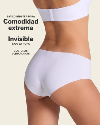 Bloomer hipster invisible ultraplano sin elásticos y de pocas costuras#color_000-blanco
