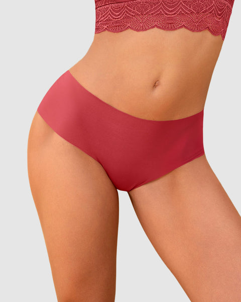 Bloomer hípster invisible ultraplano sin elásticos y de pocas costuras#color_391-rojo-coral