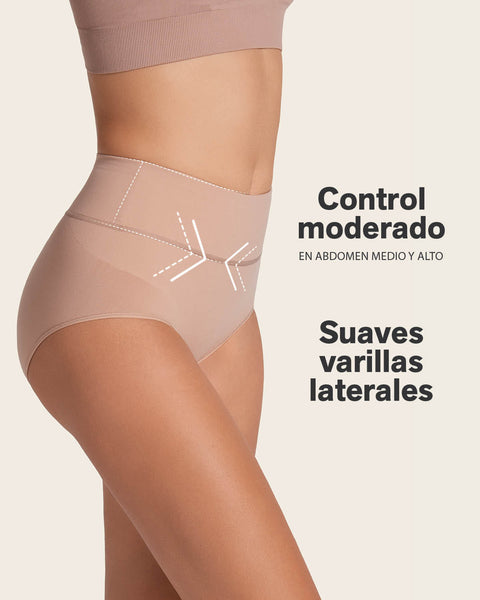 Bloomer faja de control moderado tiro alto en SkinFuse#color_852-beige