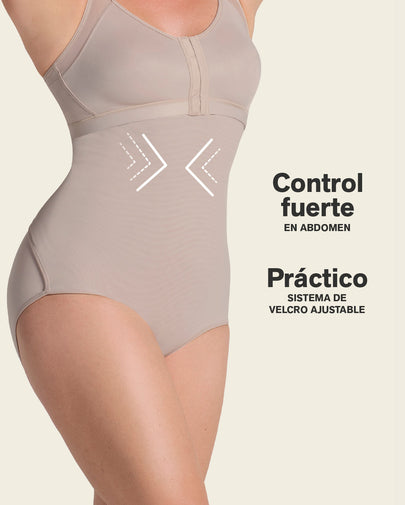 Bloomer faja postparto y postquirúrgico con laterales en velcro#color_802-cafe-claro