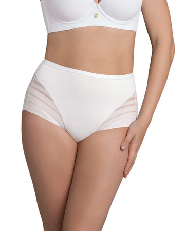 Bloomer faja clásico con control moderado de abdomen y bandas en tul#color_000-blanco