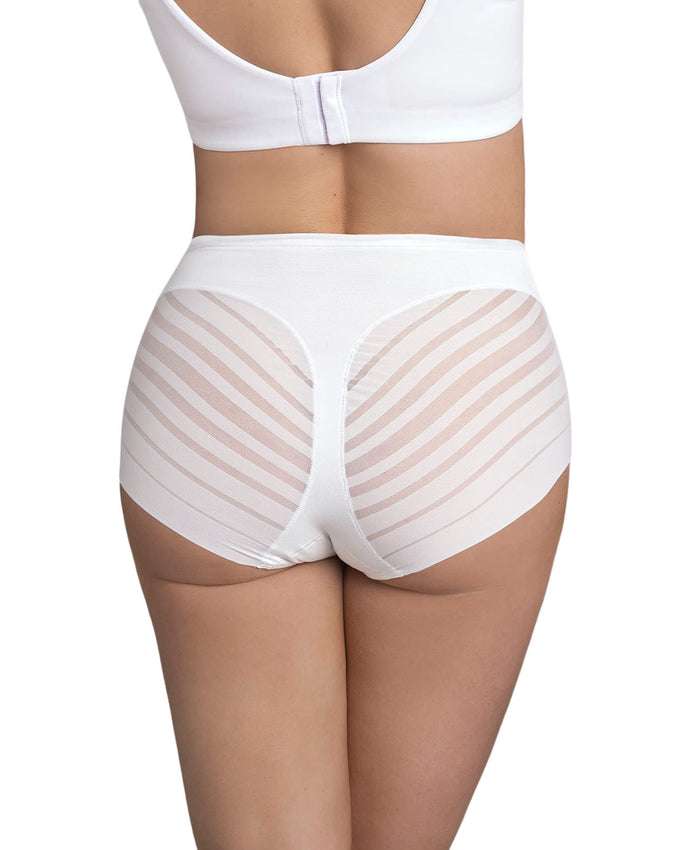 Bloomer faja clásico con control moderado de abdomen y bandas en tul#color_000-blanco