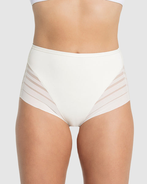 Bloomer faja clásico con control moderado de abdomen y bandas en tul#color_000-blanco