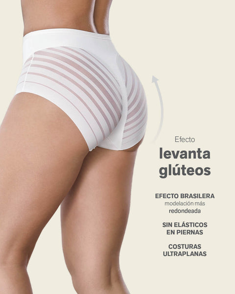 Bloomer faja clásico con control moderado de abdomen y bandas en tul#color_000-blanco