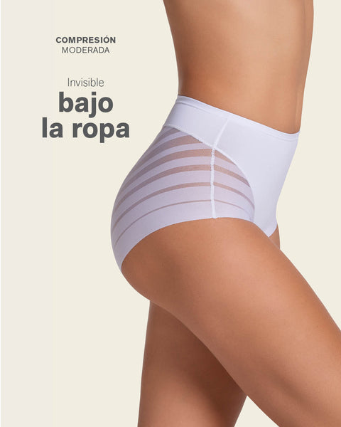 Bloomer faja clásico con control moderado de abdomen y bandas en tul#color_000-blanco