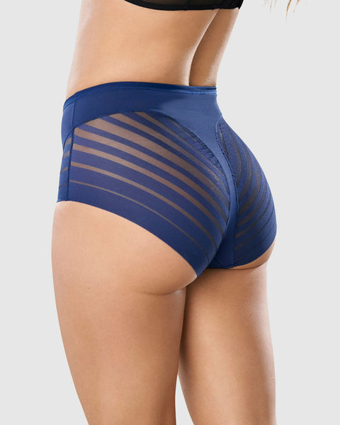 Bloomer faja clásico con control moderado de abdomen y bandas en tul#color_536-azul-oscuro