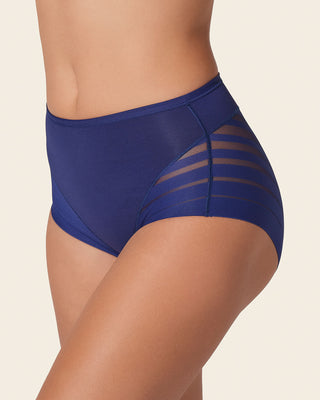 Bloomer faja clásico con control moderado de abdomen y bandas en tul#color_536-azul-oscuro