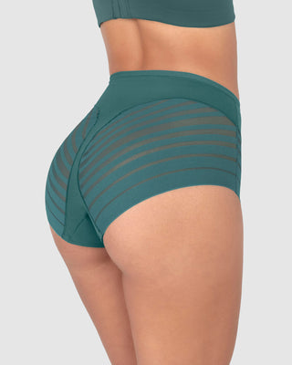 Bloomer faja clásico con control moderado de abdomen y bandas en tul#color_613-verde-oscuro
