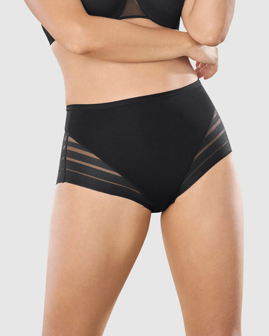 Bloomer faja clásico con control moderado de abdomen y bandas en tul#color_700-negro