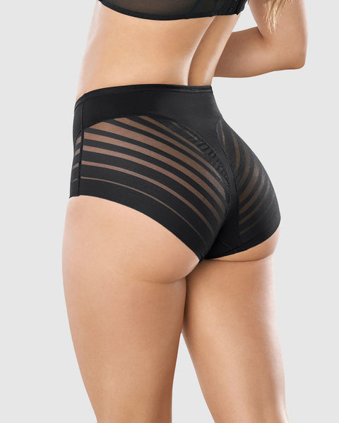 Bloomer faja clásico con control moderado de abdomen y bandas en tul#color_700-negro