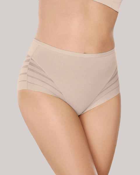 Bloomer faja clásico con control moderado de abdomen y bandas en tul#color_802-cafe-claro