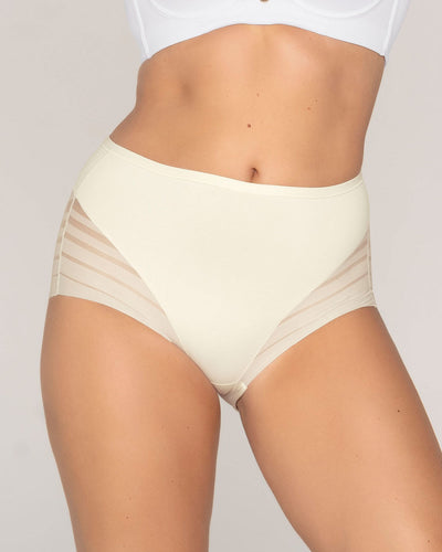 Bloomer faja clásico con control moderado de abdomen y bandas en tul#color_898-marfil