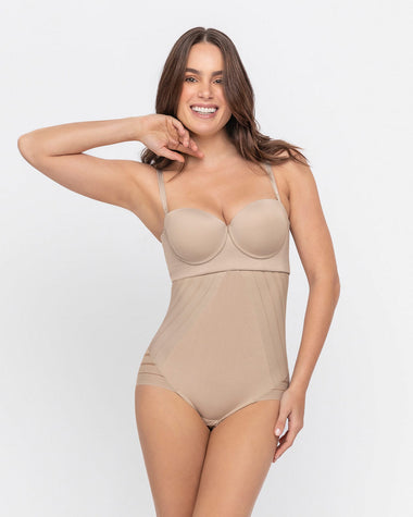 Bloomer faja busto libre de control de abdomen invisible en piernas#color_802-cafe-claro