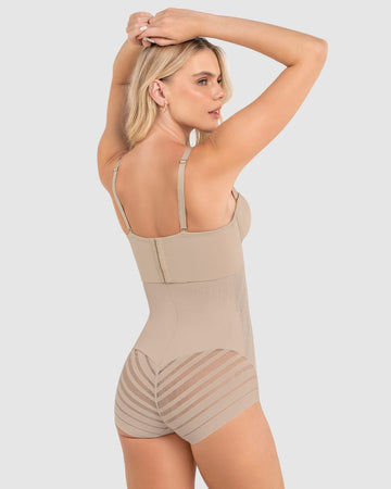 Bloomer faja busto libre de control de abdomen invisible en piernas#color_802-cafe-claro
